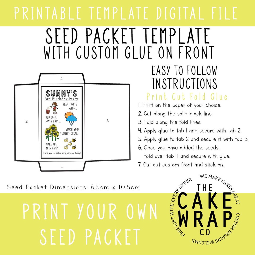 Custom Printable Seed Packets, Seed Packets, Seed Packet Favours, Make ...