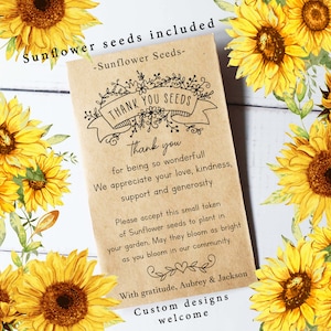 REGALO DI RINGRAZIAMENTO, Pacchetti di semi di gratitudine, Pacchetti di semi personalizzati, Bomboniera di ringraziamento, Regalo per infermiere, Regalo per insegnanti, Bomboniera unica, Regalo di semi di girasole