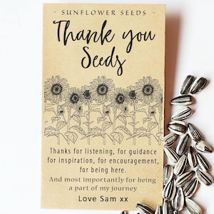 THANK YOU SEEDS, Gratitude Seed Packets, Custom Seed Packets, Thank You Favour, Nurse Gift, Teacher Gift, Unique Favor, Sunflower Seeds