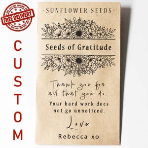 SEMI DI GRATITUDINE, Pacchetti di semi di gratitudine, Pacchetti di semi personalizzati, Favore di ringraziamento, Regalo per infermiere, Regalo per insegnanti, Favore unico, Regalo di semi di girasole