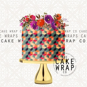 CAKE WRAP, Edible Icing, Cake Wrap, Icing Sheet, Icing Sheet for Cake, Cake, Cake Decorating, Geometric Cake Wrap