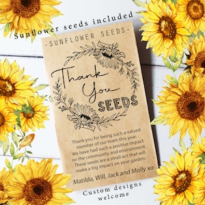 SEMI DI GRAZIE, pacchetti di semi di gratitudine, pacchetti di semi personalizzati, favore di ringraziamento, regalo per infermiere, regalo per insegnanti, favore unico, semi di girasole