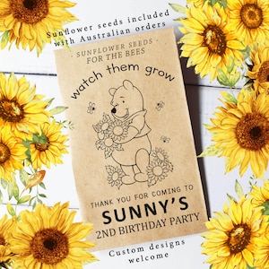 Bomboniere Winnie the Pooh, Pacchetti di semi, Pacchetti di semi, Pacchetti di semi personalizzati, Bomboniere di compleanno, Regali per feste, Regalo unico, Bomboniere divertenti per feste