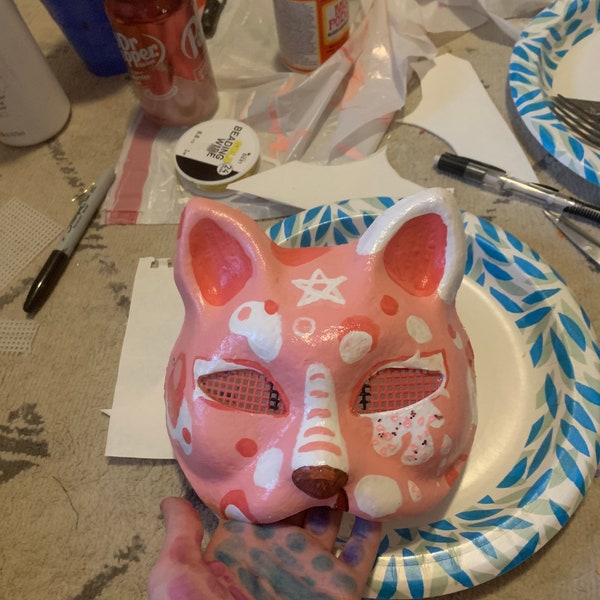Therian Mask Cat Pink Etsy