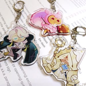 Set of 3 CRK Keyrings , Camellia Pure Vanilla Cherry Blossom Cookie, Scratch Resistance Keychain Bag Charm (o/r : CRK-B)