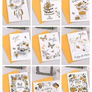 Glitter Birthday Card & Thank You Card Set (Size : 115 x 170mm, 4.5 x 6.7 inch)