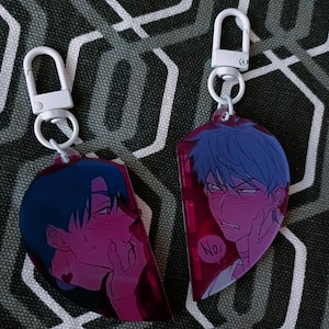 IVAN x TILL Magnetic Keyring (set of 2) | No Kiss | Acrylic Magnet Bag Charm | Unisex Couple | Alien Stage