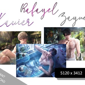 Rafayel Xavier Zayne Wallpaper • 3 images • 5120 x 3412 • Digital Print - Artwork Modern Home Decor • Love and Deepspace (ref : BA)