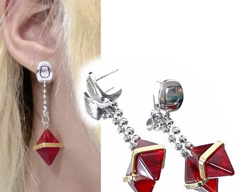 Cosplay Earrings | Scarlet Red Dangle Earrings | Hunter Anime | Japan Animation Manga (1 pair)