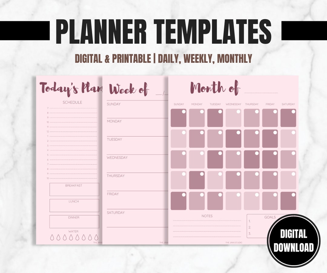 Minimal Pink Undated Digital and Printable Planner, Weekly Planner ...