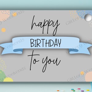 Étiquette d’anniversaire de garçon imprimable, étiquette de cadeau d’anniversaire d’enseignant ou de voisin à téléchargement instantané, étiquette de cadeau d’anniversaire, anniversaire gris
