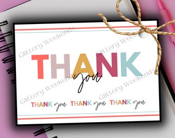 Printable Thank You Gift Tag, Thanks Notebook Gift Tag, Instant Download Teacher or Neighbor Thanks Gift Tag, Thank You Gift