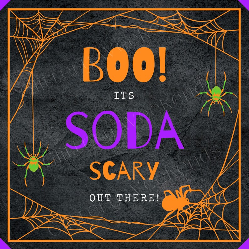 Halloween Printable Gift Tag, Instant Download Halloween Treat Tag SODA