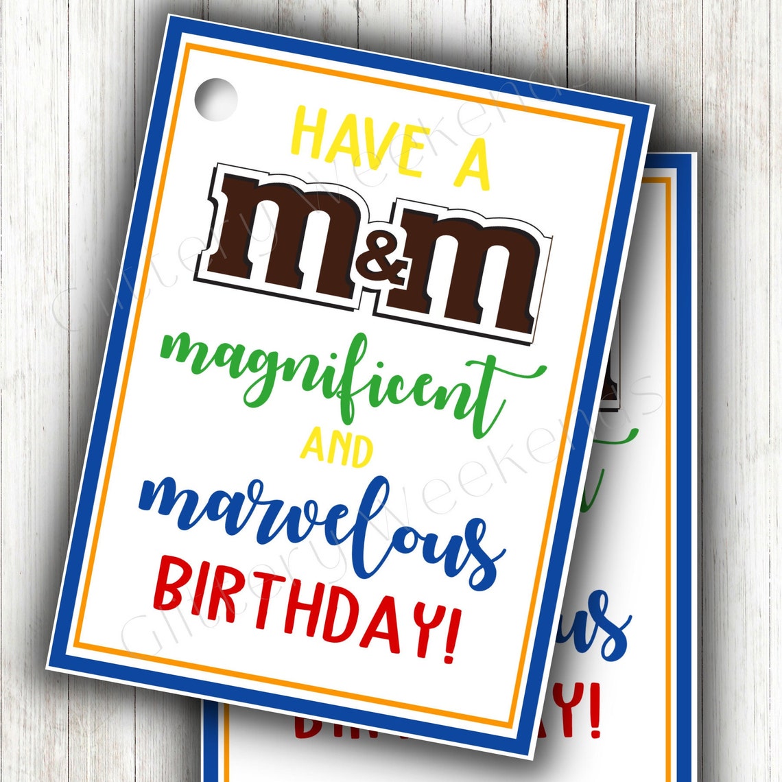 Printable M&amp;M Tag, Instant Download Teacher or Neighbor Birthday Gift Tag, M and M Treat Tag - Etsy