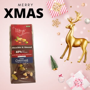 Merry Christmas Dark Chocolate Bar Geschenkpaket | Premium Handgemachte Pralinen für Geschenke | Glutenfreie | Kleinserie | Geschenkboxen