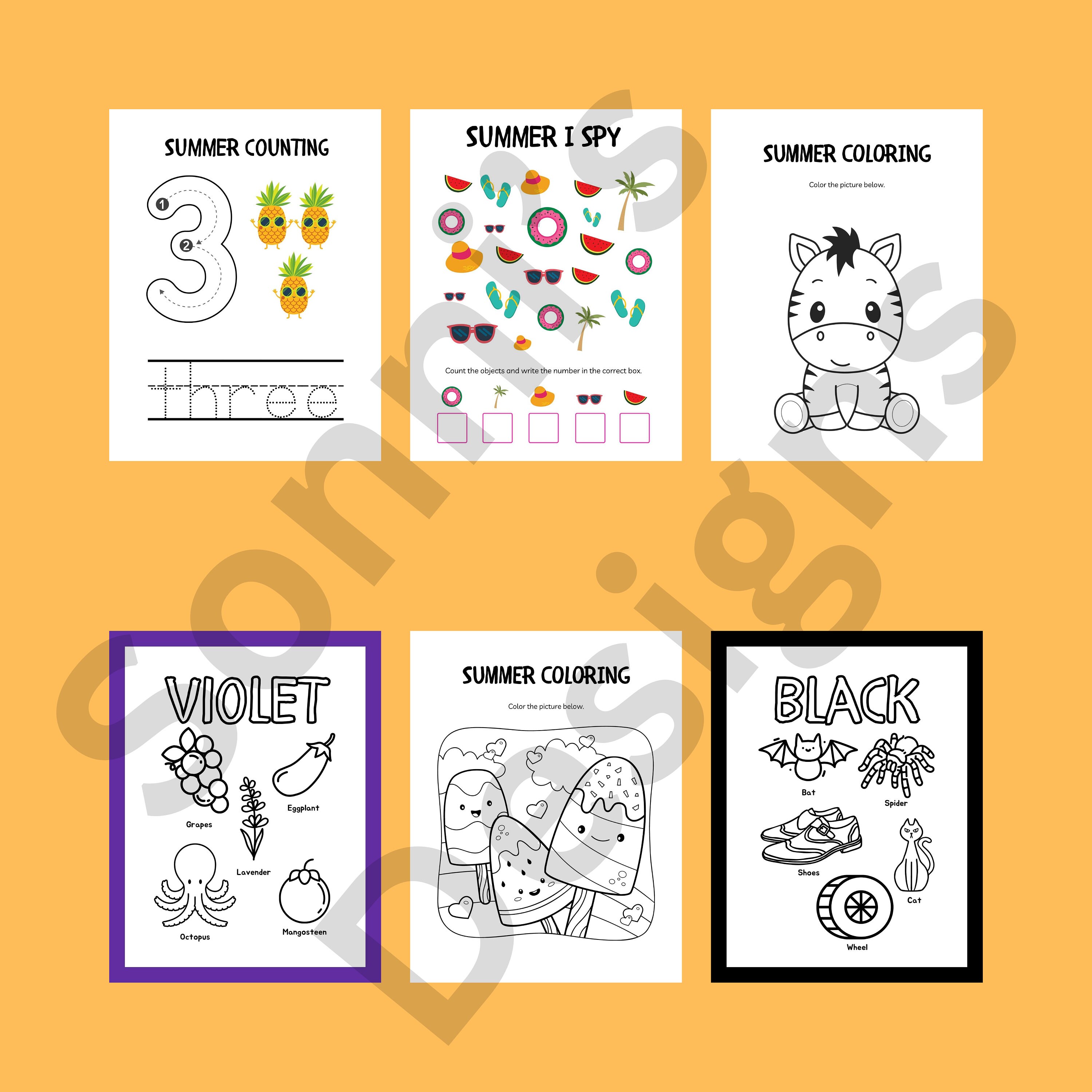 Printable Kindergarten Summer Worksheets School Year Review - Etsy