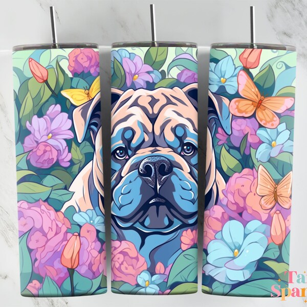 BULLMASTIFF Ninji Border 20 oz Skinny Tumbler Sublimation Design, Tumbler Wrap, Animal Designs, Random Designs