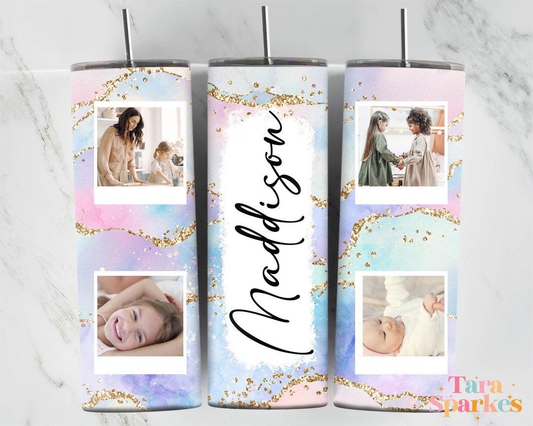 Cute Color Gold Dust Add Your Own Photo 20 Oz Skinny Tumbler Sublimation Design, Mothers Day