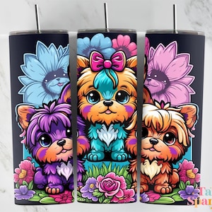 Fluffy Dog 145 20oz Kids Tumbler Sublimation Design Template, Tumbler Wraps for Children, Instant Download PNG