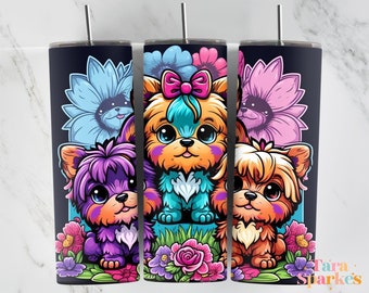 Fluffy Dog 145 20oz Kids Tumbler Sublimation Design Template, Tumbler Wraps for Children, Instant Download PNG