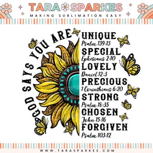 Christliche Zitate, Inspiration motivierender Gott sagt, Sie sind PNG, Sonnenblume Glaube PNG, positive Worte png, Bibelvers png, bestätigende Worte