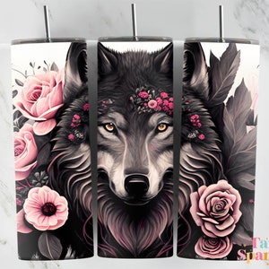 Animal Wolf 20 oz Skinny Tumbler Sublimation Design, Instant Digital Download PNG, Straight & Tapered Tumbler Wrap PNG
