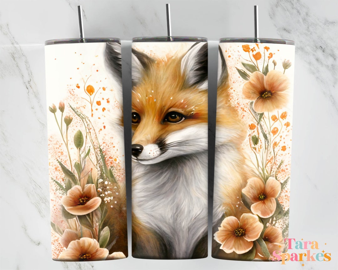 Adorable Fox 20 Oz Skinny Tumbler Sublimation Design, Instant Digital ...