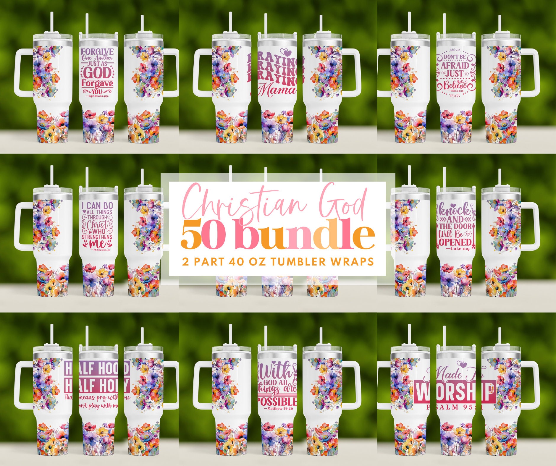 40oz Sublimation Tumblers - 5 Colors Available with Handles – TLC Ranch  Designs