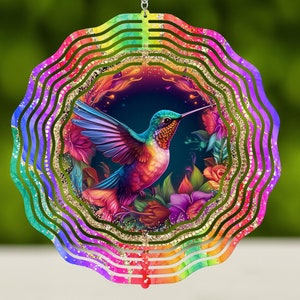 Hummingbird Wind Spinner Sublimation Design Template, 10 inch Round Hanging Sublimation Designs WindSpinner PNG