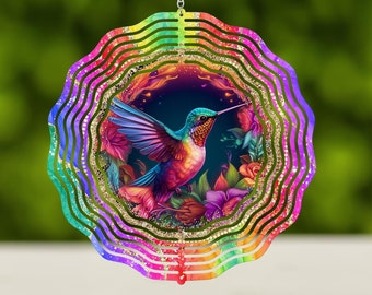 Kolibri Wind Spinner Sublimation Design Template, 10 Zoll Runde hängende Sublimation Designs WindSpinner PNG