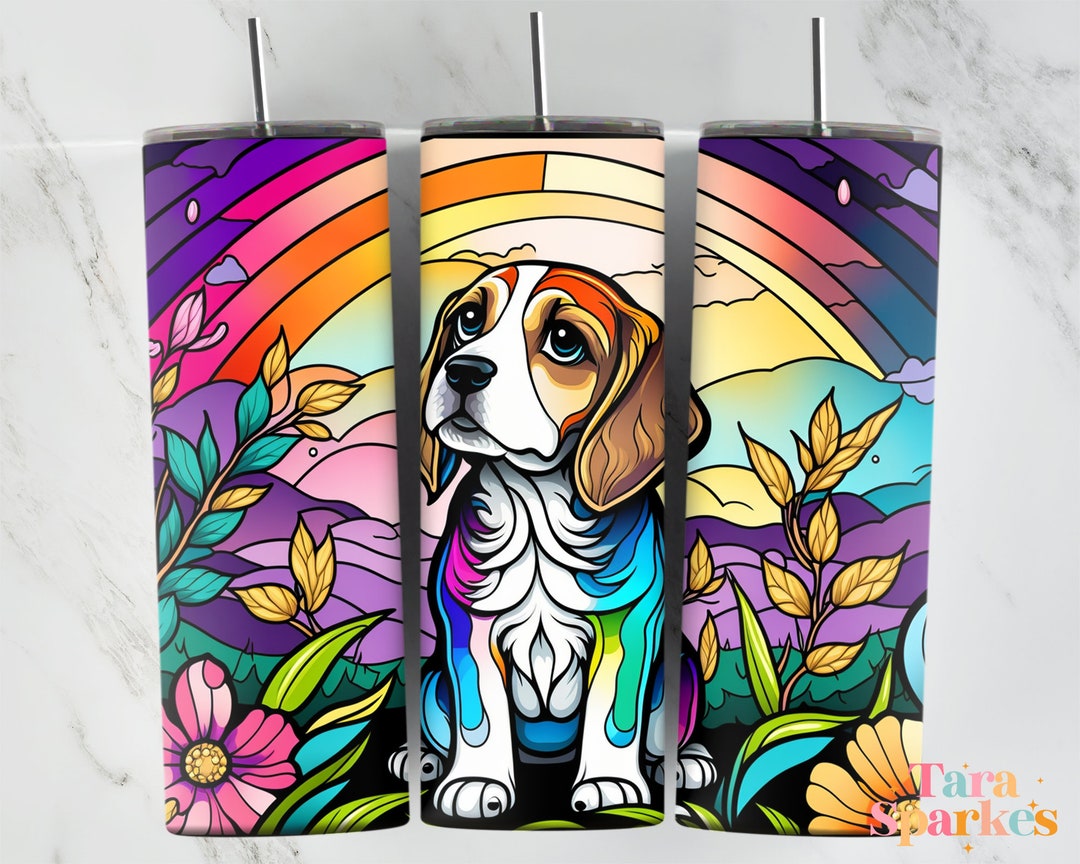 Colorful Beagle Stained Glass 20 Oz Skinny Tumbler Sublimation - Etsy