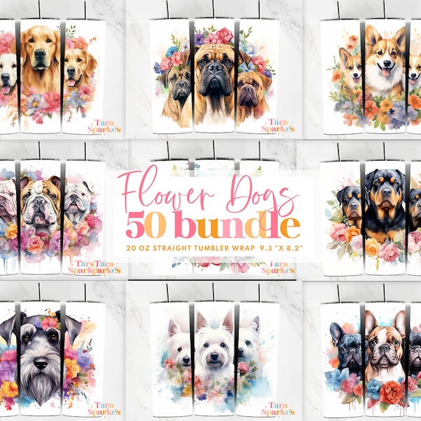 50+ Dog Lovers 20oz Tumbler Sublimation Design Bundle, Horses Tumbler, Sublimation Blanks Designs, Straight Skinny Tumblers Wraps PNG