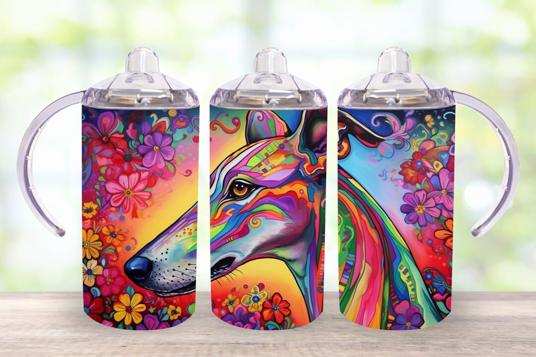 61 Greyhound in Stained Glass Sippy Cup Sublimation Designs Etsy