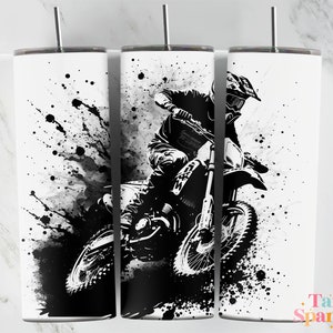 Dirt Bike Perfect on Glow in the dark Tumblers, Motorcycle Racing Boys Teens Men 20 oz Skinny Tumbler Wrap Design Tara Sparkes 430