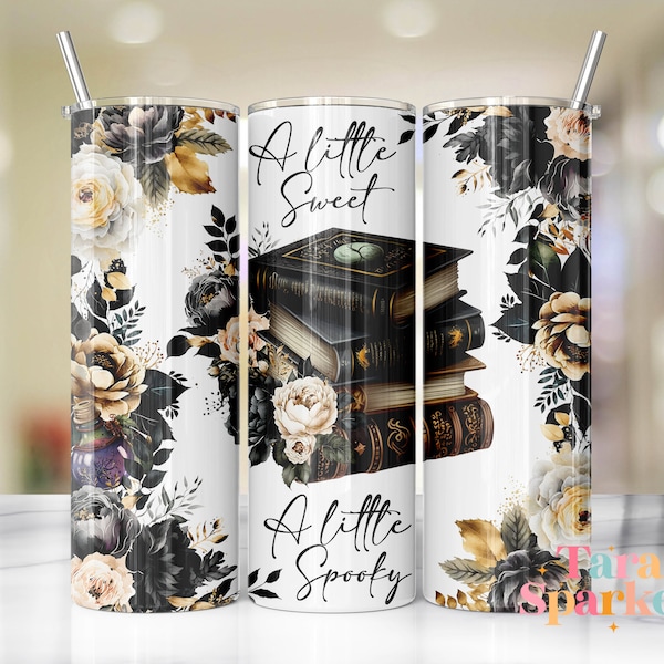 Witchy A Little Sweet A Little Spooky 20 oz Skinny Tumbler Wrap Designs - Tapered and Straight Template for Sublimation PNG