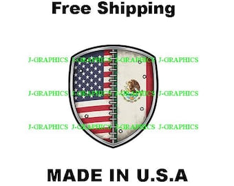 American Mexico Mexican Flag Badge Vinyl Decal: Car, Laptop, Toolbox Sticker