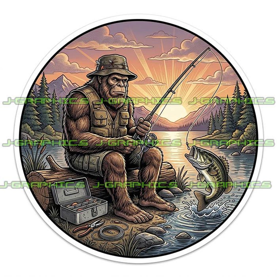 Bigfoot Sasquatch Fishing Fish (2) Pack Sticker Decal Hunting CC - Etsy