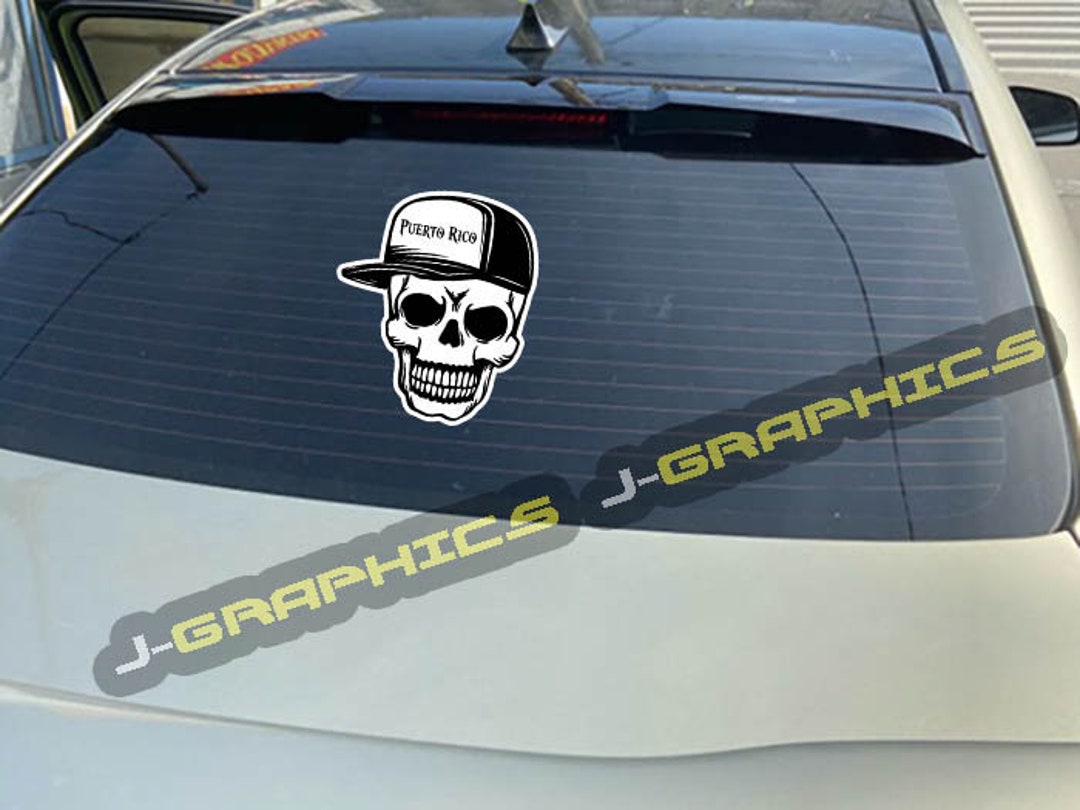 Puerto Rico Rican Skull Decal Sticker Boricua Flag Coqui Graphics Print ...