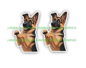 German Shepherd Puppy (2) Pack Dog Breed Pet K9 Vinyl Decal Sticker C