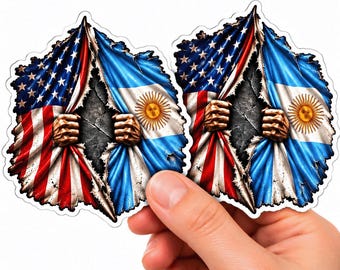 American Argentina Flag USA Vinyl Decal Sticker Bumper Window 2x Pack A