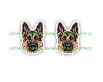 German Shepherd Puppy (2) Pack Dog Breed Pet K9 Vinyl Decal Sticker A