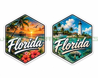 Florida State Vinyl Decal Sticker Travel Souvenir Gift Bumper Window 2x Pack