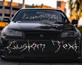 Custom Text Windshield Decal: Scary JDM Style Car Banner