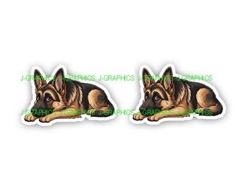 German Shepherd Puppy (2) Pack Dog Breed Pet K9 Vinyl Decal Sticker Pup B