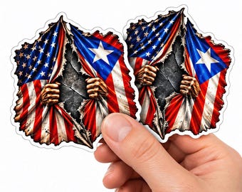 American Puerto Rican Rico Flag USA Boricua Coqui Vinyl Decal Sticker Bumper Window 2x Pack A