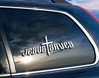 Jesus Saves Decal: Christian Faith Sticker for Car, Truck, SUV