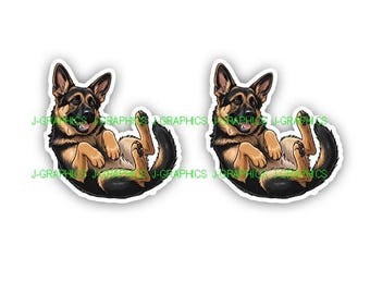 German Shepherd Puppy (2) Pack Dog Breed Pet K9 Vinyl Decal Sticker D