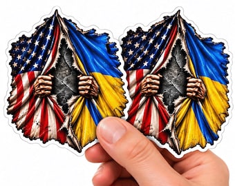 American Ukraine Flag USA Ukrainian Vinyl Decal Sticker Bumper Window 2x Pack A