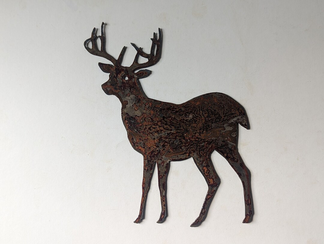 Rusted Steel Deer Silhouette Metal Art Etsy