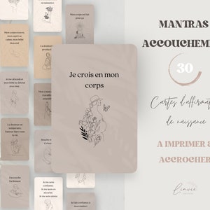 Cartes mantras accouchement - Mère en travail - Accouchement - Carte affirmations positives - Accouchement naturel - Version imprimable